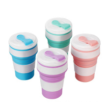 Brand new design BPA-free reusable water cup 550ml silicone travel folding foldable outdoor sports cup